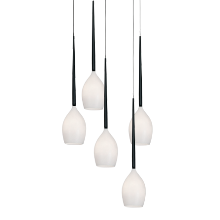 Lampa wisząca Izza 5 Shiny White AZzardo AZ0311 białe klosze w kształcie kielichów nowoczesny