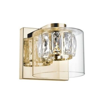 Kinkiet GEM W0389-01A-F7AC LED 5W złota zumaline Elegancki transparentny klosz z kryształkami wewnątrz klimatycznie rozprasza światło