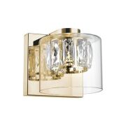 Kinkiet GEM W0389-01A-F7AC LED 5W złota zumaline Elegancki transparentny klosz z kryształkami wewnątrz klimatycznie rozprasza światło