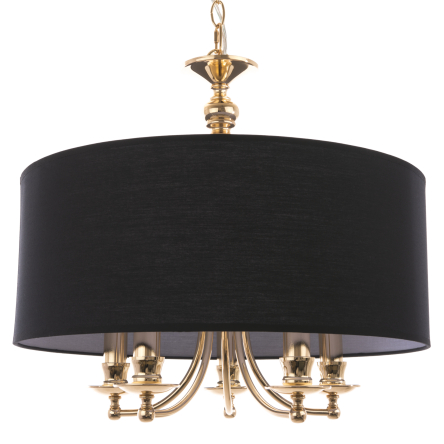 LAMPA WISZĄCA ABU DHABI STYLOWA EFEKTOWNA ZŁOTY KORPUS CZARNY MATERIAŁOWY CZARNY KLOSZ W KSZTAŁCIE RONDA COSMO LIGHT P05896AU