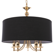 LAMPA WISZĄCA ABU DHABI STYLOWA EFEKTOWNA ZŁOTY KORPUS CZARNY MATERIAŁOWY CZARNY KLOSZ W KSZTAŁCIE RONDA COSMO LIGHT P05896AU