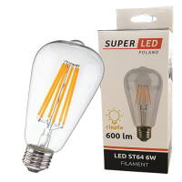 Industrialna dekoracyjna Żarówka LED E27 6W Filament ST64 EDISSON Edison biała ciepła