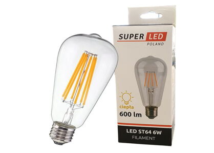 Industrialna dekoracyjna Żarówka LED E27 6W Filament ST64 EDISSON Edison biała ciepła
