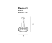 Lampa wisząca Diamante P0238 Maxlight okrągła pałacowa kryształ 46 cm średnicy  - 2