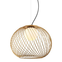 Lampa wisząca CLARISA MDM-3842-1 GD Italux ZŁOTA OPRAWA NIETYPOWE WYKONANIE STYLOWE POŁĄCZENIE SZKLANEGO KLOSZA Z DRUCIANYM ABAŻUREM