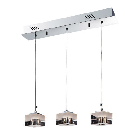 Lampa wisząca Cubric MD9216-3A Italux  nowoczesna lampa wykończenie w kolorze chromu klosze w kształcie kostek transparentno-mlecznych