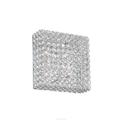 Plafon ADMIRAL PL4 Ideal Lux  080338   klosz w kształcie prostokąta z metalowych pierścieni wewnątrz których znajdują się kryształki