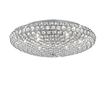 Plafon King PL9 Ideal Lux 073255   klosz składający się z metalowych pierścieni wypełnionych kryształkami kolor chromu