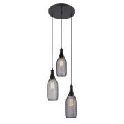 Lampa wisząca Julienne MDM-2547/3 Italux styl vintage lampa ma kolor czarny klosz jest z drutu o nietypowym kształcie podsufitka na kole 3 klosze