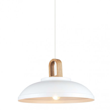 Lampa wisząca Danito MDM3153/1L W italux biała z elemetem drewna