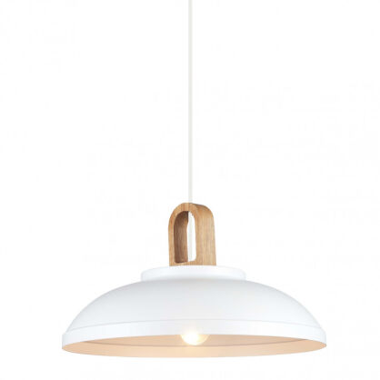 Lampa wisząca Danito MDM3153/1L W italux biała z elemetem drewna