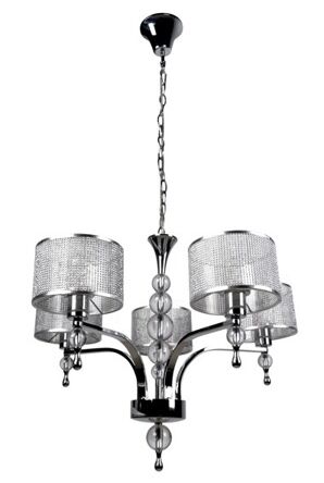 LAMPA WISZĄCA ZUMA LINE JEWELLERY PENDANT P1550-05A chrom szkło nowoczesna metalowy abażur 5-pł