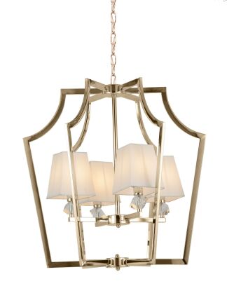 Lampa wisząca MONTERO LDP 1249-4 (FGD+WT) Lumina Deco ZŁOTA Z BIAŁYMI ABAŻURAMI