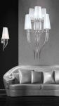 Lampa wisząca Diablo 6 White AZzardo AD8074-3+3 wykonana jest z chromowanego metalu oraz białego abażuru z najwyższej jakości materiału - 2