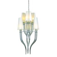 Lampa wisząca Diablo 6 White AZzardo AD8074-3+3 wykonana jest z chromowanego metalu oraz białego abażuru z najwyższej jakości materiału