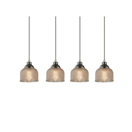 Lampa wisząca MORA 4 LINE DEL-8150-4PL klosze na listwie nowoczesna designerska 14,5 cm szerokości klosza szkło wytłaczane wzorem