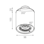 Lampa sufitowa natynkowa TUBA 50 x1 DISTANCE 230V  okrągła tuba  aquaform - 2