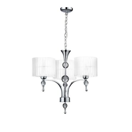 Lampa wisząca Impress 3 Azzardo 1976-3P WH z metalu o wykończeniu chromowanym i szklanym abażury w kolorze białym