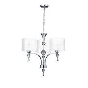 Lampa wisząca Impress 3 Azzardo 1976-3P WH z metalu o wykończeniu chromowanym i szklanym abażury w kolorze białym