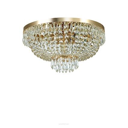Plafon CAESAR PL6 ZŁOTY Ideal Lux  114682 pałacowa klosz  z ciętych kryształów rama w kolorze złotym