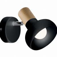 LAMPA ŚCIENNA KINKIET AREZZO czarny light prestige METAL / DREWNO E14 / 40W IP20  LP-1420/1W BK
