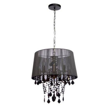 Lampa wisząca Mona 3 LP-5005/3P czarna Light prestige nowoczesna abażur z tasiemki