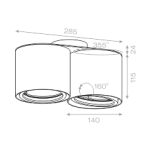 Lampa sufitowa natynkowa TUBA 111X2 DISTANCE 230V   aquaform tuba podwójna - 2