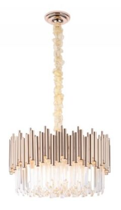 Lampa wisząca Vogue Maxlight P0284 elegancki wykonany ze złotych rurek oraz szkła 