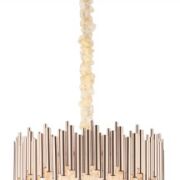 Lampa wisząca Vogue Maxlight P0284 elegancki wykonany ze złotych rurek oraz szkła 