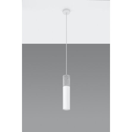 LAMPA  WISZĄCA BORGIO BIAŁA  SALOWA TUBA ZAKOŃCZONA BETONEM IDEALNA DO SALONU SL.0647 SOLLUX