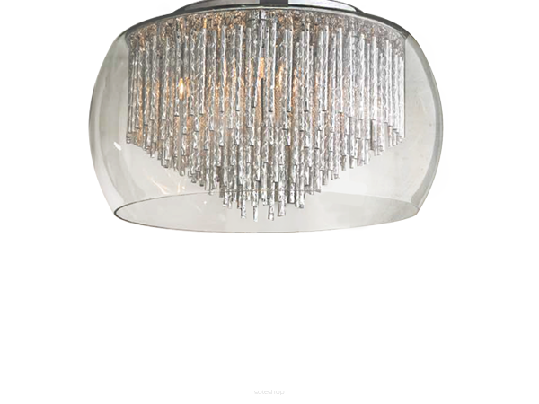 Plafon Rego 50 AZzardo  3957-8PX AZ1000 kryształki wyłaniają się spod okrągłego klosza elegancka kryształowa