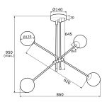 Lampa sufitowa ABSTRACT 1696 ARGON CZARNA BIAŁE KULE - 2