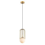 Lampa wisząca MATTY MDM-3939/1 GD Italux ZŁOTA loftowa z białą kulą - 2