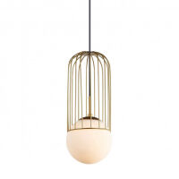 Lampa wisząca MATTY MDM-3939/1 GD Italux ZŁOTA loftowa z białą kulą