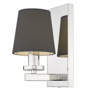 Kinkiet LONDON W01014BK  W stylu nowojorskim CHROMOWY korpus odbija światło CZARNY abażur z tkaniny