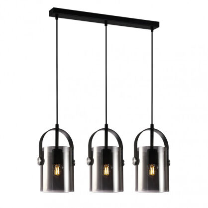 Lampa wisząca Nanesma PND-32453-3-BK+SG nowoczesna potrójna dymione klosze kształtem przypomina wiaderko