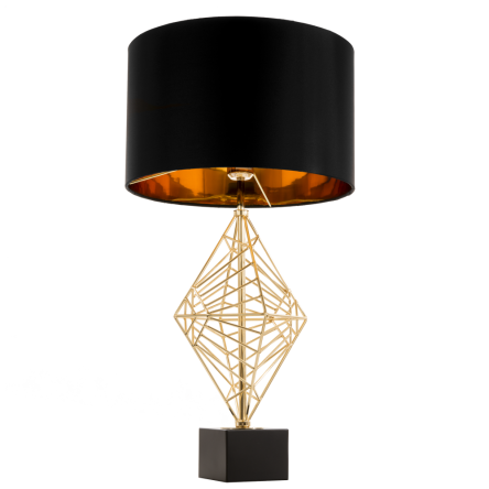  Lampa stołowa  Caracas - T01977AU Cosmo Light  Klosz jest czary ze złotym wnętrzem fantazyjna podstawa  w kolorze złota