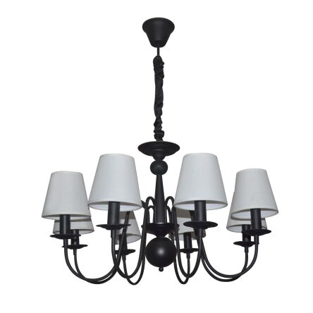 Lampa wisząca WERONA 8 WISZĄCA  czarno-biała z metalu i tkaniny Light Prestige E14