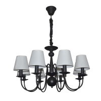 Lampa wisząca WERONA 8 WISZĄCA  czarno-biała z metalu i tkaniny Light Prestige E14