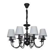 Lampa wisząca WERONA 8 WISZĄCA  czarno-biała z metalu i tkaniny Light Prestige E14