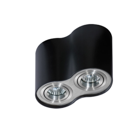 LAMPA NATYNKOWA   Bross 2 AZzardo AZ0782 techniczna czarna/aluminium podwójna 