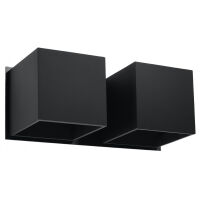 Kinkiet QUAD Sollux dwa czarne kwadraty, dwa źródła światła SL.0657
