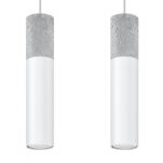 LAMPA  WISZĄCA BORGIO 2 BIAŁE  STALOWE TUBY ZAKOŃCZONE BETONEM IDEALNA DO SALONU SL.0648 SOLLUX - 4