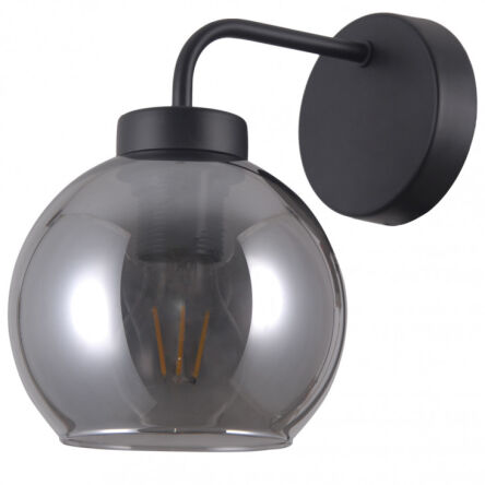 Kinkiet POGGI WL-28028-1 Italux czarny mat / dymione szkło NOWOCZESNA E27 SZKŁO/ METAL