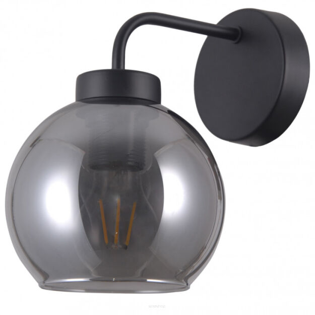 Kinkiet POGGI WL-28028-1 Italux czarny mat / dymione szkło NOWOCZESNA E27 SZKŁO/ METAL