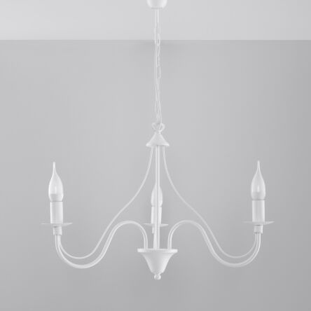 Lampa Wisząca Świece Żyrandol MINERWA 3 Biały SL.0213 styl pałacowy