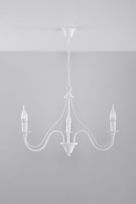 Lampa Wisząca Świece Żyrandol MINERWA 3 Biały SL.0213 styl pałacowy