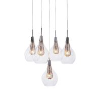 Lampa wisząca Elektra 5 AZzardo MD15002028-5A AZ1690 wykonana jest z aluminium oraz szkła w kolorze transparentnym/ złotym styl skandynawski