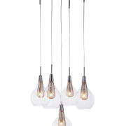 Lampa wisząca Elektra 5 AZzardo MD15002028-5A AZ1690 wykonana jest z aluminium oraz szkła w kolorze transparentnym/ złotym styl skandynawski