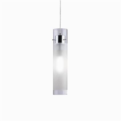 Lampa wisząca FLAM SP1 Ideal Lux  027364  kształt tuby chromowane wykończenie dyfuzor ze szkła piaskowanego
